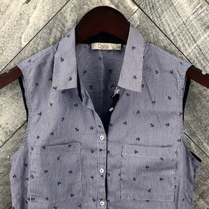 Dalia - Strips and Anchors Sleeveless Button Up
